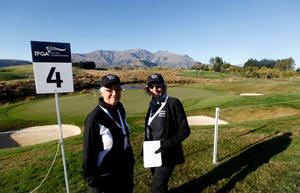 Volunteers enjoying their work at the NZPGA Championship at The Hills golf course, Queenstown.  